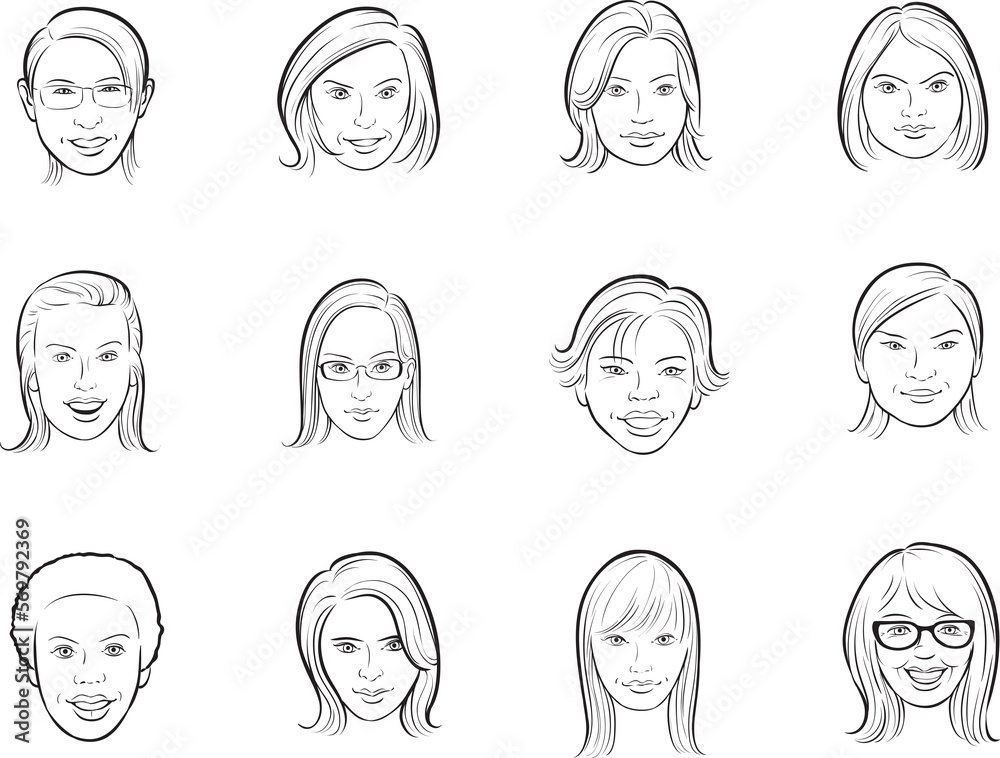 whiteboard drawing cartoon avatar women faces - PNG image with transparent background whiteboard drawing cartoon avatar women faces - PNG image with transparent background