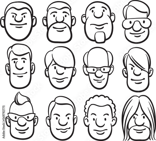 whiteboard drawing cartoon faces - PNG image with transparent background