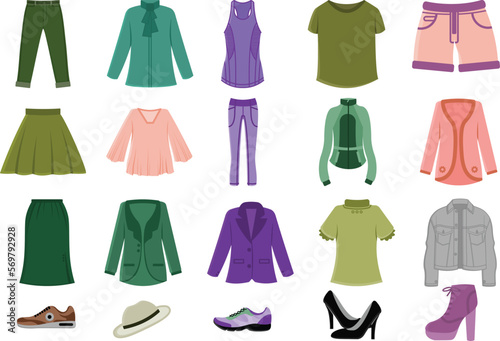 Simple Set of Clothes Flat Design Illustration Set