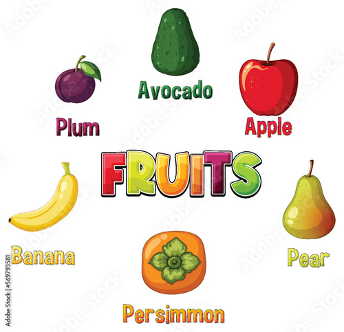 Set of fruits cartoon