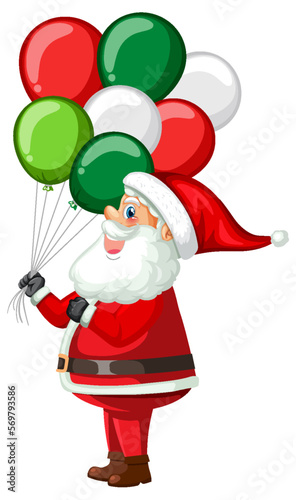 Santa Claus holding balloons