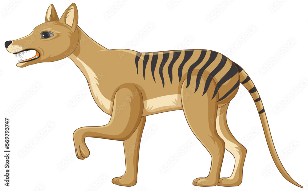 Fototapeta premium Tasmanian tiger extinct animal vector