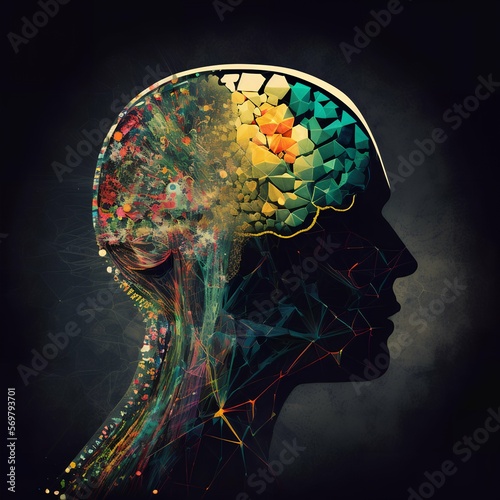 human silhouette brain trauma or stress concepts photo