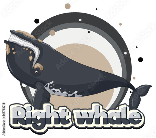 Right whale logo with carton character