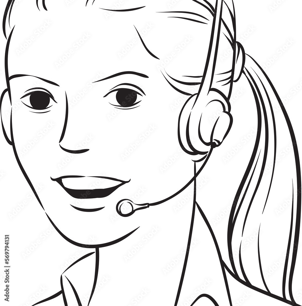whiteboard drawing customer support woman with headset - PNG image with ...