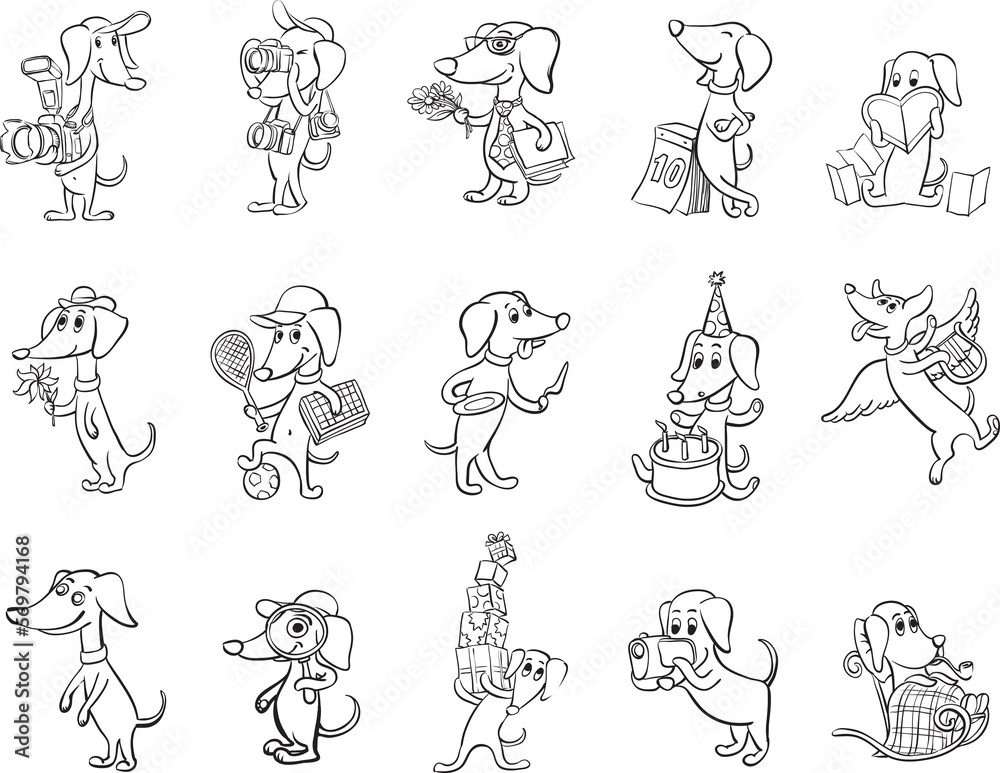 whiteboard drawing dachshund dogs characters set - PNG image with transparent background whiteboard drawing dachshund dogs characters set - PNG image with transparent background