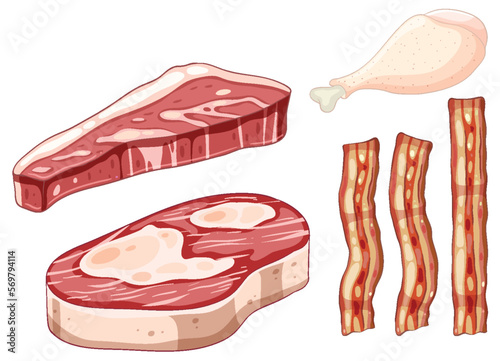 Diiferent kinds of meat collection