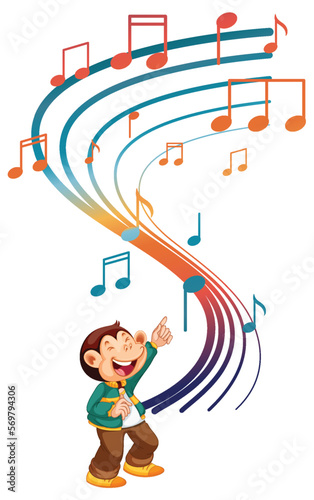 Monkey cartoon character with music note