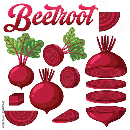 Set of chopped and sliced beetroot