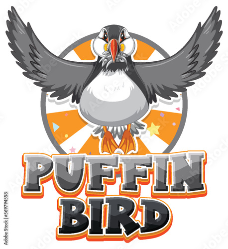 Puffin bird logo with carton character