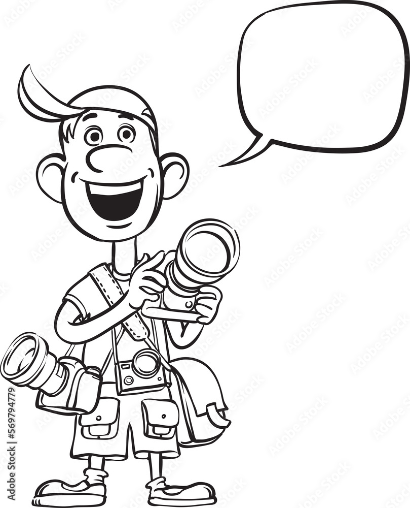 whiteboard drawing funny photographer speaking - PNG image with transparent background