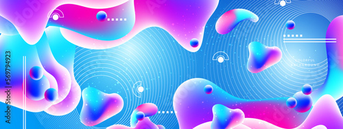 Trendy summer fluid gradient background, colorful abstract liquid 3d shapes. Futuristic design wallpaper for banner, poster, cover, flyer, presentation, advertising, landing page