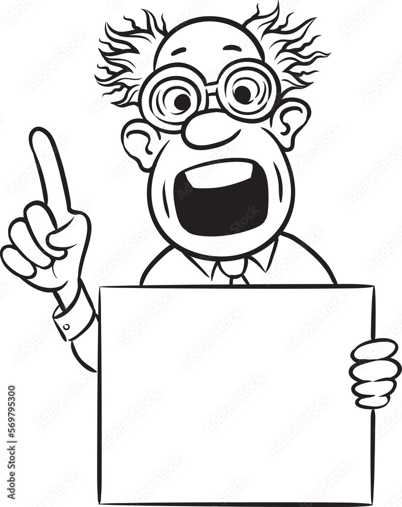 whiteboard drawing mad scientist pointing finger with blank placard - PNG image with transparent background whiteboard drawing mad scientist pointing finger with blank placard - PNG image with transparent background