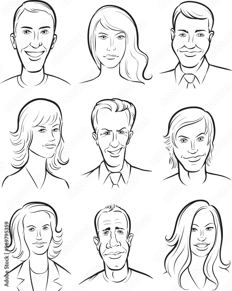 whiteboard drawing men and women faces vector collection - PNG image with transparent background whiteboard drawing men and women faces vector collection - PNG image with transparent background