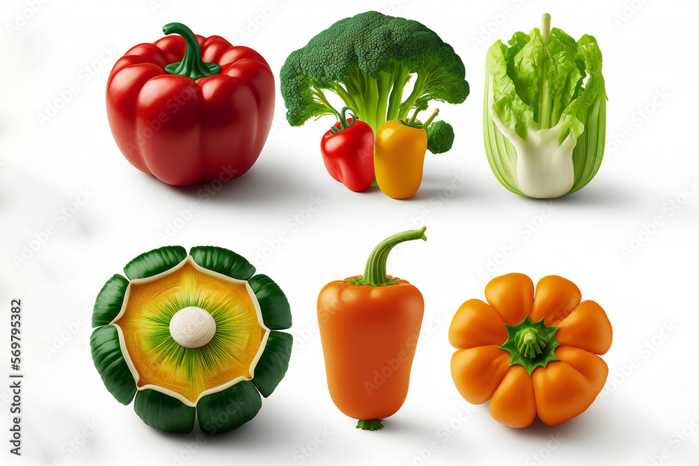 vegetables isolated on white background