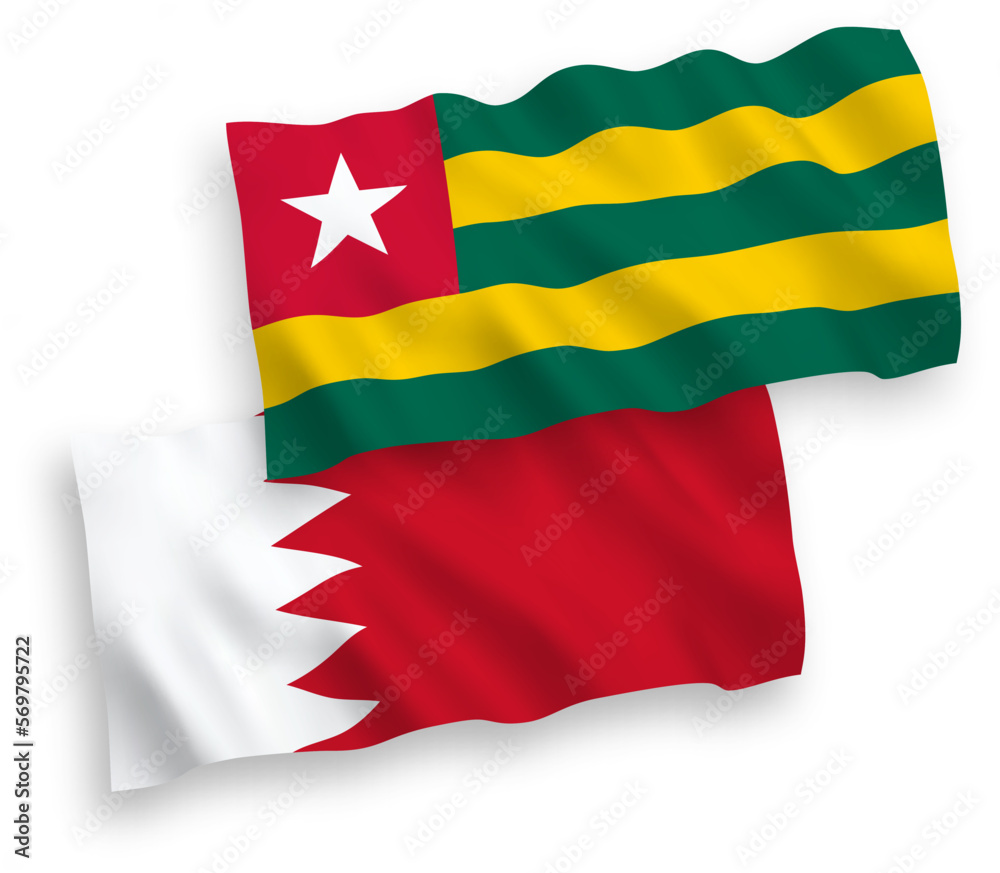Flags of Togolese Republic and Bahrain on a white background