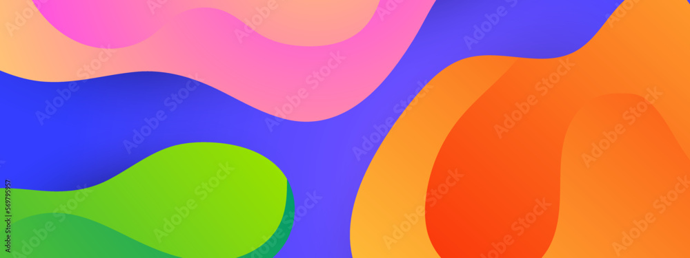 Vector abstract background - liquid bubble shapes on fluid gradient with shadows and light effects. Shiny design template for text