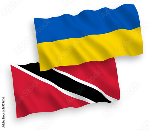 Flags of Republic of Trinidad and Tobago and Ukraine on a white background