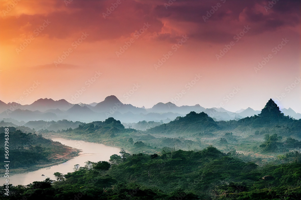 Wallpaper background of myanmar landscape. Generative AI