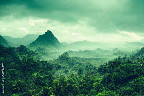 Wallpaper of beautiful tropical paradise landscape. Generative ai