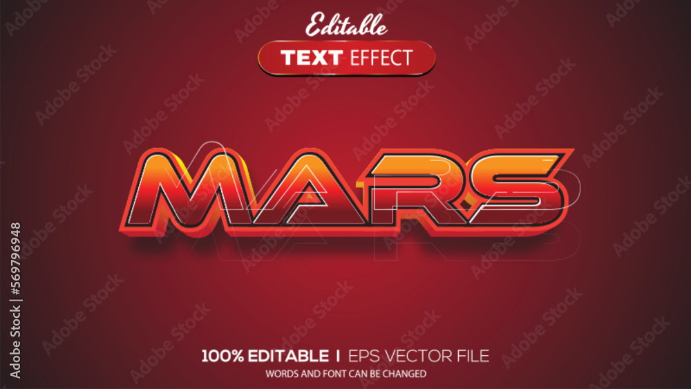 3D editable text effect mars theme