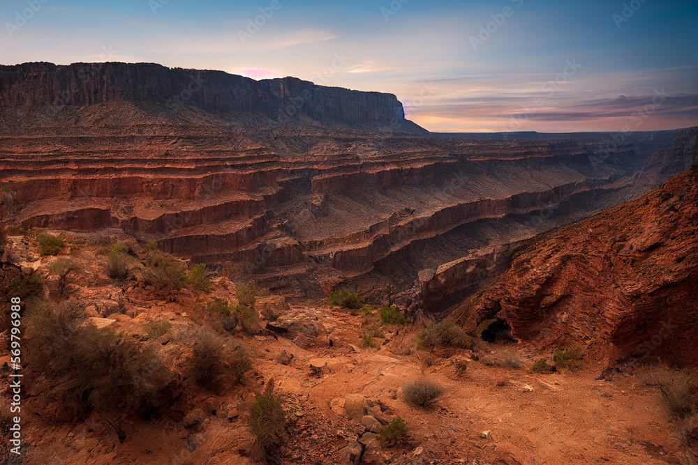 Wallpaper of massive canyon cliff landscape. Generative ai