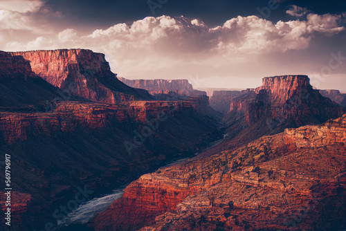 Wallpaper of massive canyon cliff landscape. Generative ai