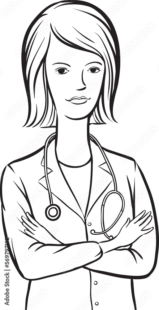 whiteboard drawing woman doctor arms crossed - PNG image with transparent background whiteboard drawing woman doctor arms crossed - PNG image with transparent background