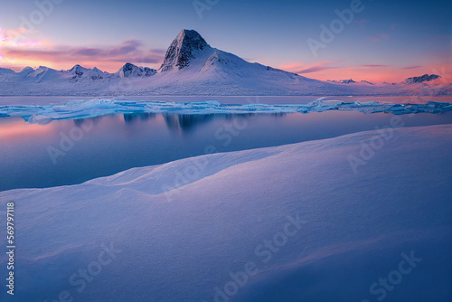 Wallpaper of massive arctic glacier landscape. Generative ai © Julian