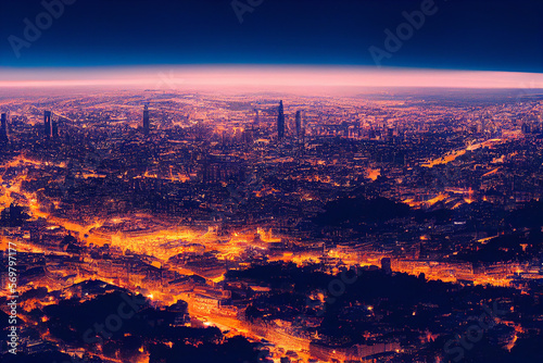 Wallpaper of city skyline landscape. Generative ai