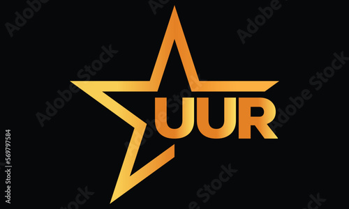 UUR golden luxury star icon three letter logo design vector template. royal logo | luxury logo | jewelry logo | premium logo | iconic logo | Victoria logo |	 photo