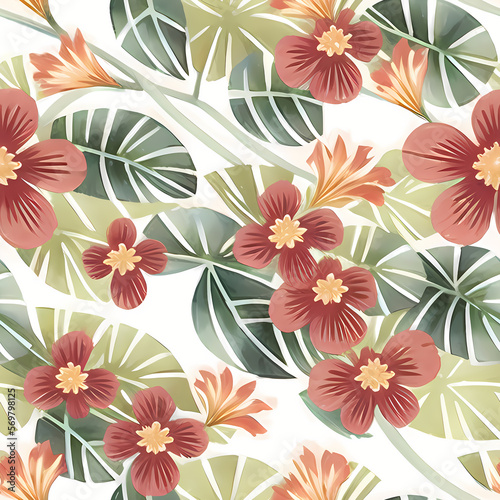 Seamless Floral Pattern Design. Flower Repeat Pattern for textile design  wallpaper  fabric  surface pattern designs