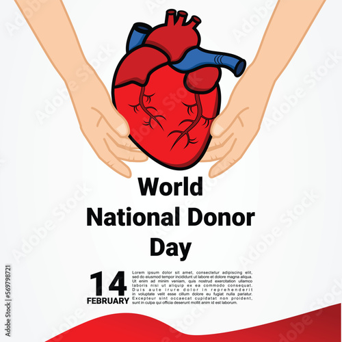 Vector illustration on the theme of National Organ Donor Day on February 14th.