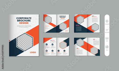 8 pages corporate modern brochure and company profile, magazine, portfolio template design
