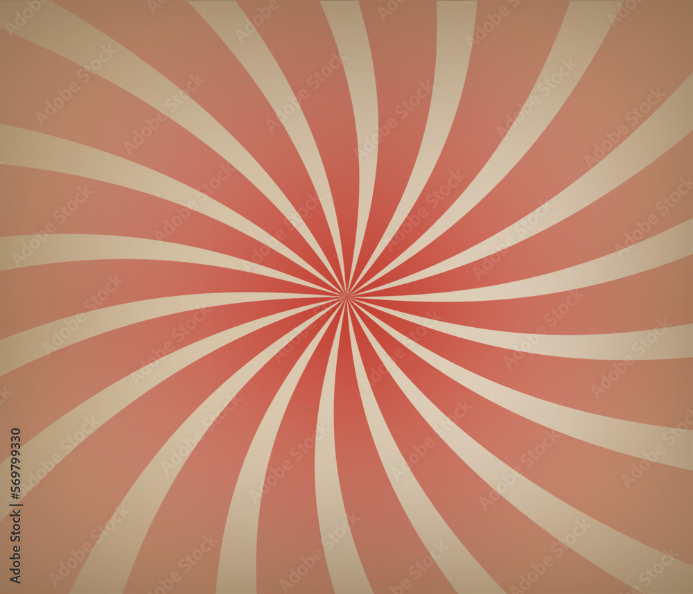 Fototapeta premium Retro background with rays or stripes in the center. Sunbeams or sunbeams retro background. turquoise red colors. vector illustration