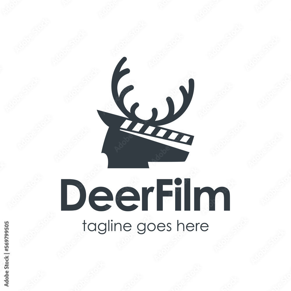Deer Film Logo Design Template with deer icon and film icon. Perfect for business, company, mobile, app, zoo, etc. Deer Film Logo Design Template with deer icon and film icon. Perfect for business, company, mobile, app, zoo, etc.