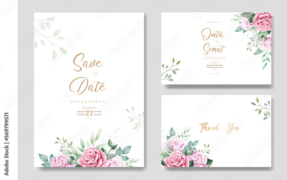 Beautiful Watercolor Floral Wedding Invitation Template 