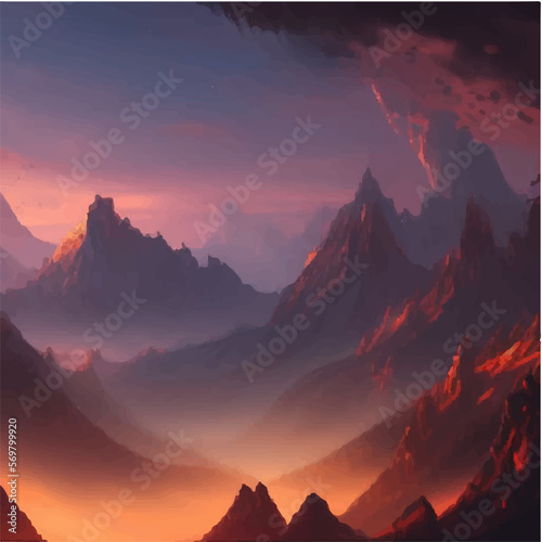 crimson sunset mountain view