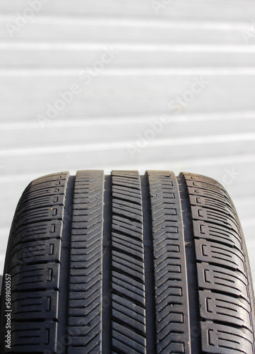 Portrait of a slightly used spare tire
