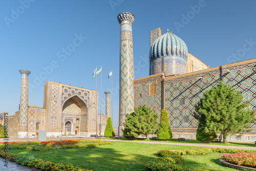 The Ulugh Beg Madrasah and the Sher-Dor Madrasah in Samarkand photo