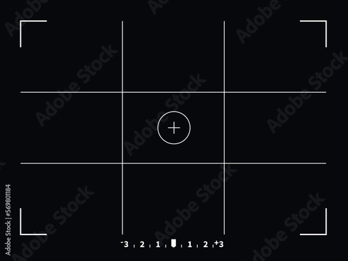 Photo camera focusing frame viewfinder template. Modern digital display grid screen. Vector illustration