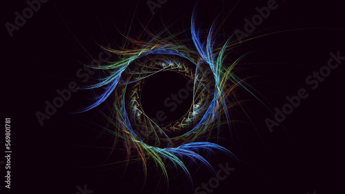 3D rendering abstract multicolor fractal light background