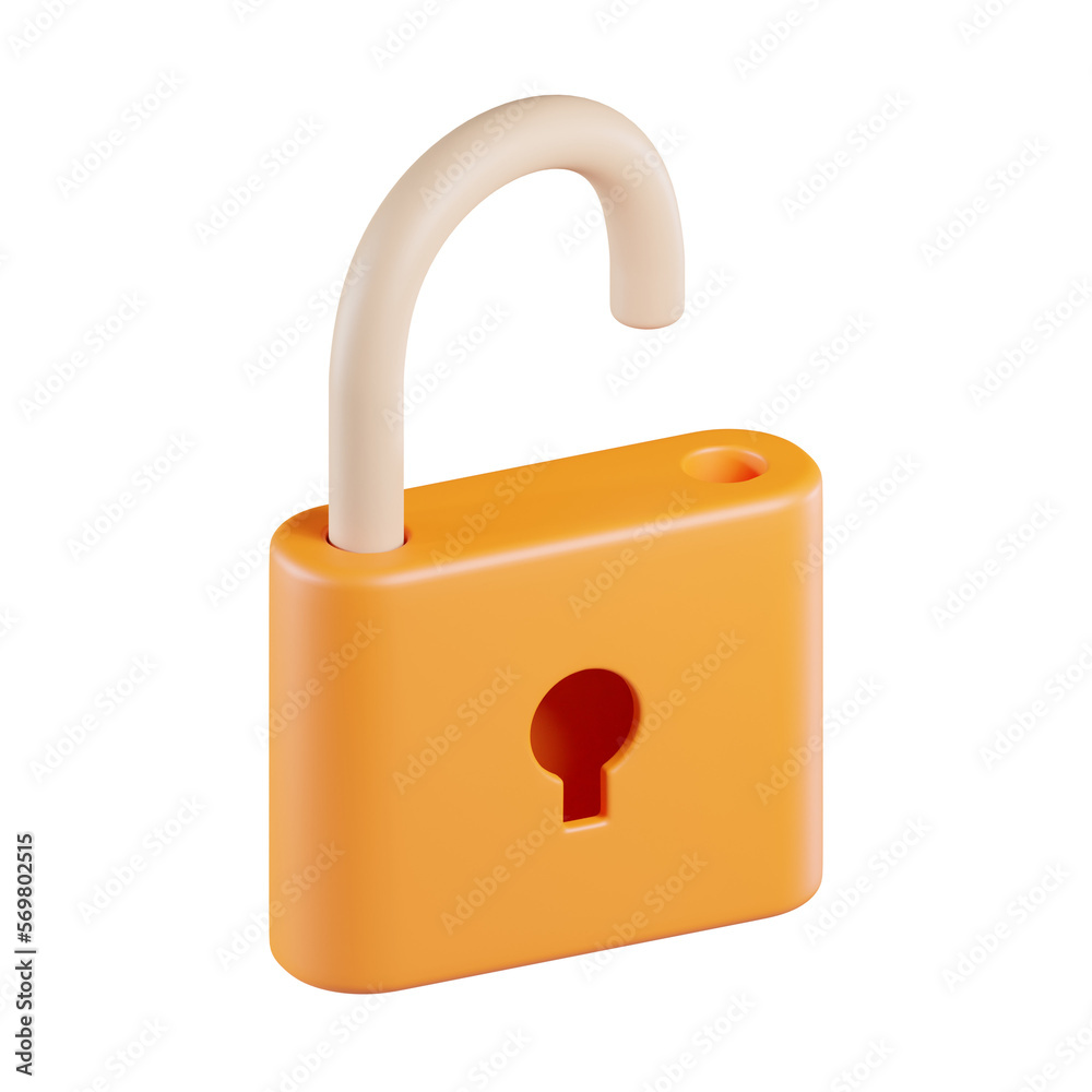 Unlocked Padlock 3D Icon Unlocked Padlock 3D Icon