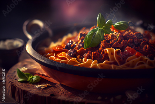 Appetitanregende Spaghetti mit Bolognesesauce - Generative Ai photo