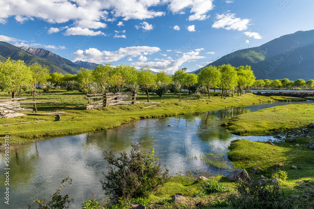 Niyang River landscape in Nyingchi city Tibet Autonomous Region, China.