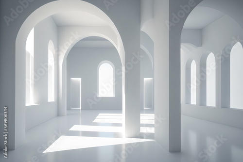 Fotótapéta modern empty interior with white archways created with generative ai