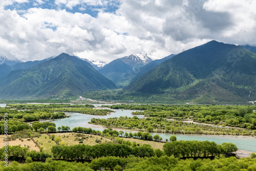 Niyang River landscape in Nyingchi city Tibet Autonomous Region, China. photo