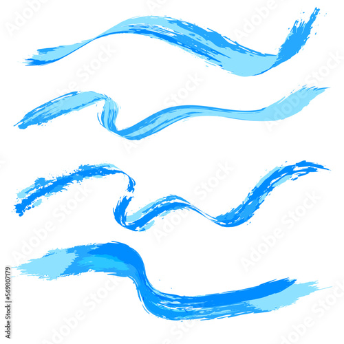 Color gouache brushstroke or acrylic paint design element. Vector illustration. Creative banner made from paint splatter. Design element in abstract style with spots and splashes. 3D realistic