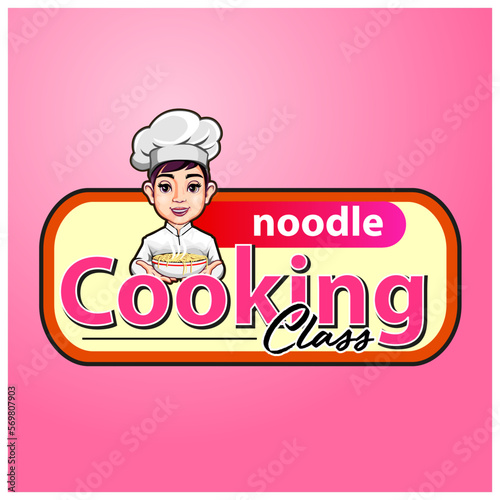 Vector illustration, Noodle cooking class symbol