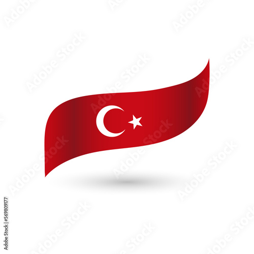 The national flag of Turkey a red flag wave flowing flutter featuring a white star and crescent label sticker badge Turkish national isolated vector